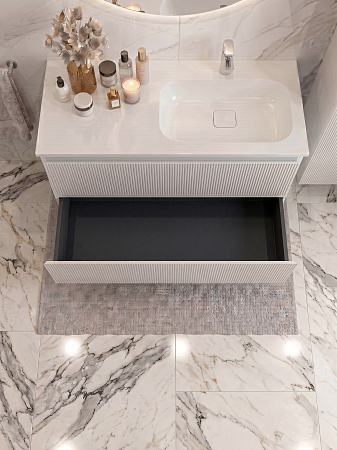 Тумба подвесная ДАЛЛАС 100 правая /белая матовая / AQUA DE MARCO