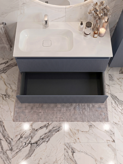 Тумба подвесная ДАЛЛАС 110 левая /графит матовый  / AQUA DE MARCO