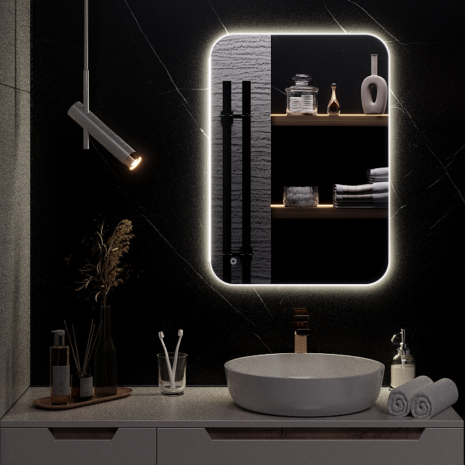 Зеркало с подсветкой МИЛАН (50*70 / 70*50) / универсальное/ AQUA DE MARCO